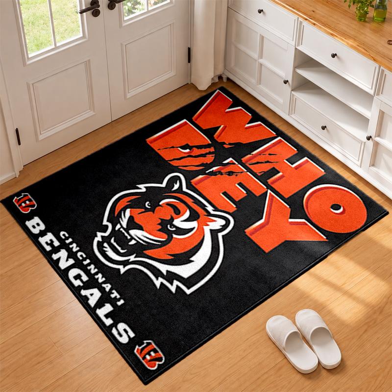 Cincinnati Bengals Carpet Door Mat for Living Room or Bedroom Protective Mat Under Chair Office Decoration Christmas Gift Birthday Present