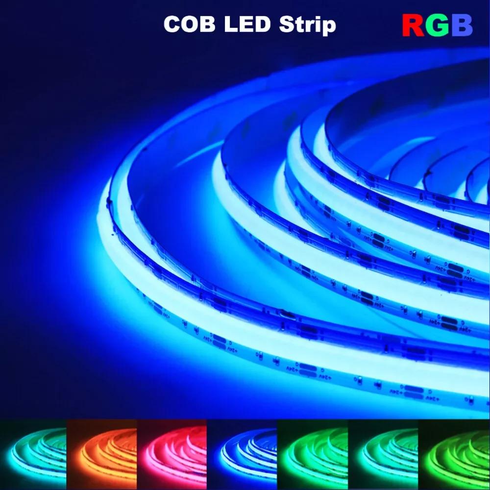 

12V 756LEDs 24V 768LEDs/m FCOB Atmosphere colorful Lamp Flexible Lights Tape 5M RGB COB LED Strip Light 10mm Colorful Decorative DC24V-768LEDs&5m
