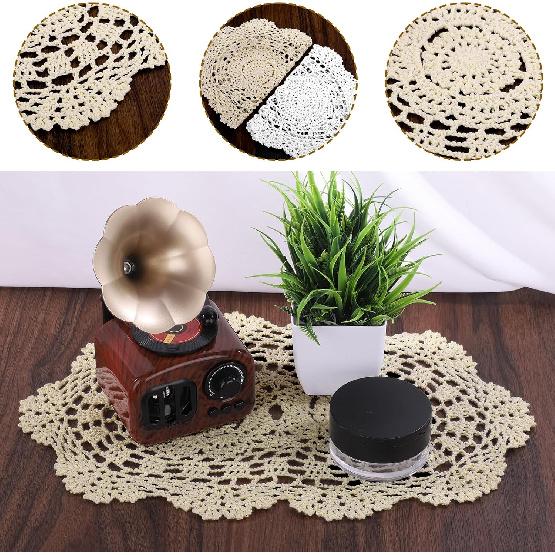 2 Pcs Vintage Lace Placemats Handmade Oval Cotton Crochet Placemats 14x10 Inch Floral Table Mats for Dining Cotton for Furniture Table Bedrooms Home