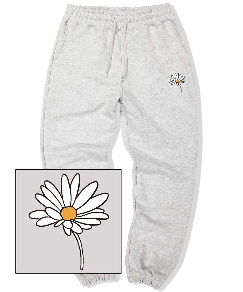 TRIPSHION Peaceful Daisy Logo Jogger Sweatpants - White