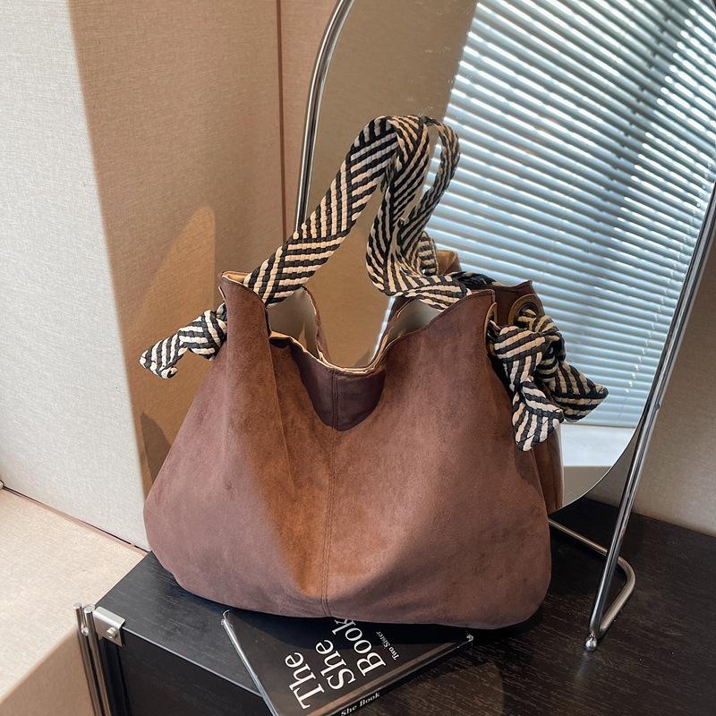 Suede Tote Bag Work Commuter Shoulder Bag Women's Large Capacity Underarm Bag