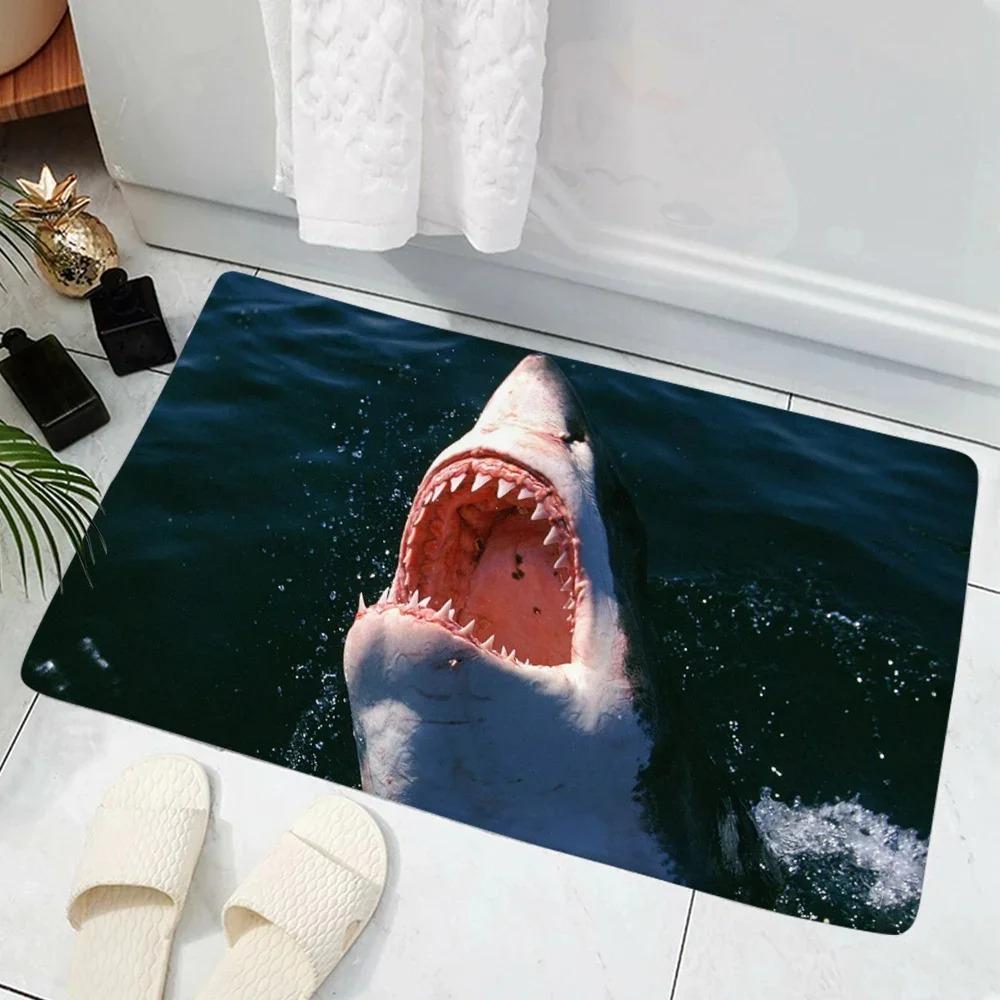 3D Shark Creative Entrance Doormat Deep Sea Shark Bathroom Door Mat Anti Slip Pad Kitchen Mat Welcome Mat Door Mat Entrance