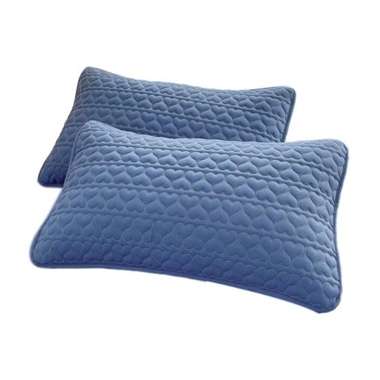 Padded Pillow Cover Quilted Waterproof Pillow Protector Heart Pattern Envelope Pillowcase Protection from Dust And Sweat for Home Bedroom School