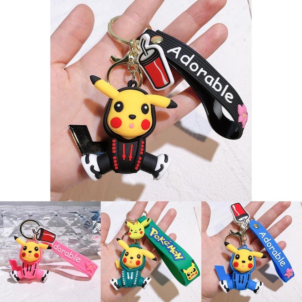 Adorable Silicone Pikachu Keychain Colorful Hoodie Accessory Gift For Birthdays