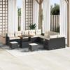 13-piece Garden Sofa Set with Black Cushions Poly Rattan Acacia 3363755