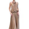 Elegant French Ruched Halter Slimming Sleeveless Long Dress for Women - Early Spring Collection