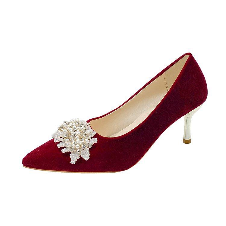 

Туфли на шпильке с замшевой аппликацией, красные, на высоком каблуке, праздничное свадебное платье, свадебные туфли, туфли для подружек невесты, свадебные туфли, женская обувь 34