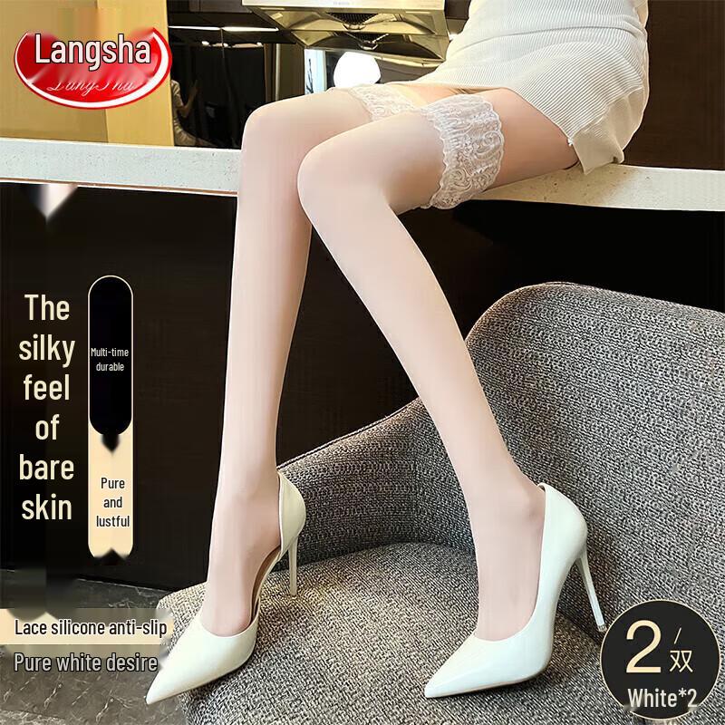 Langsha Women s Ultra-Thin Lace Thigh-High Stockings One Size