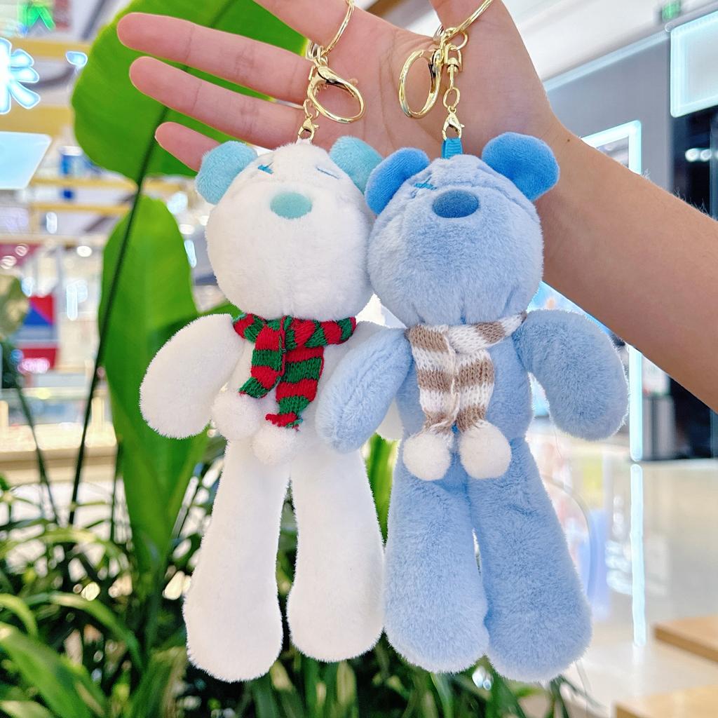 Klíčenka s plyšovou hračkou medvídek přívěsek na školní tašku plyšová panenka pár dekorace na batoh dárek