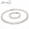 Wedding Natural Freshwater Pearl Necklace Bracelet Set,white 925 Silver Pearl Set Girls Mom Anniversary Gift