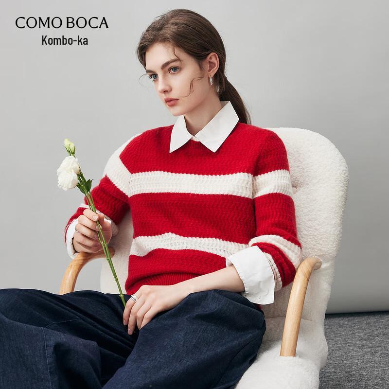 

Komom Boca Women s Red Striped Cashmere Sweater L