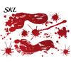 Temporary Removable Decal Halloween Blood Handprints/Footprints Wall Stickers, Decals, Spooky Waterproof Stain-proof Window Cling DIY Decoration