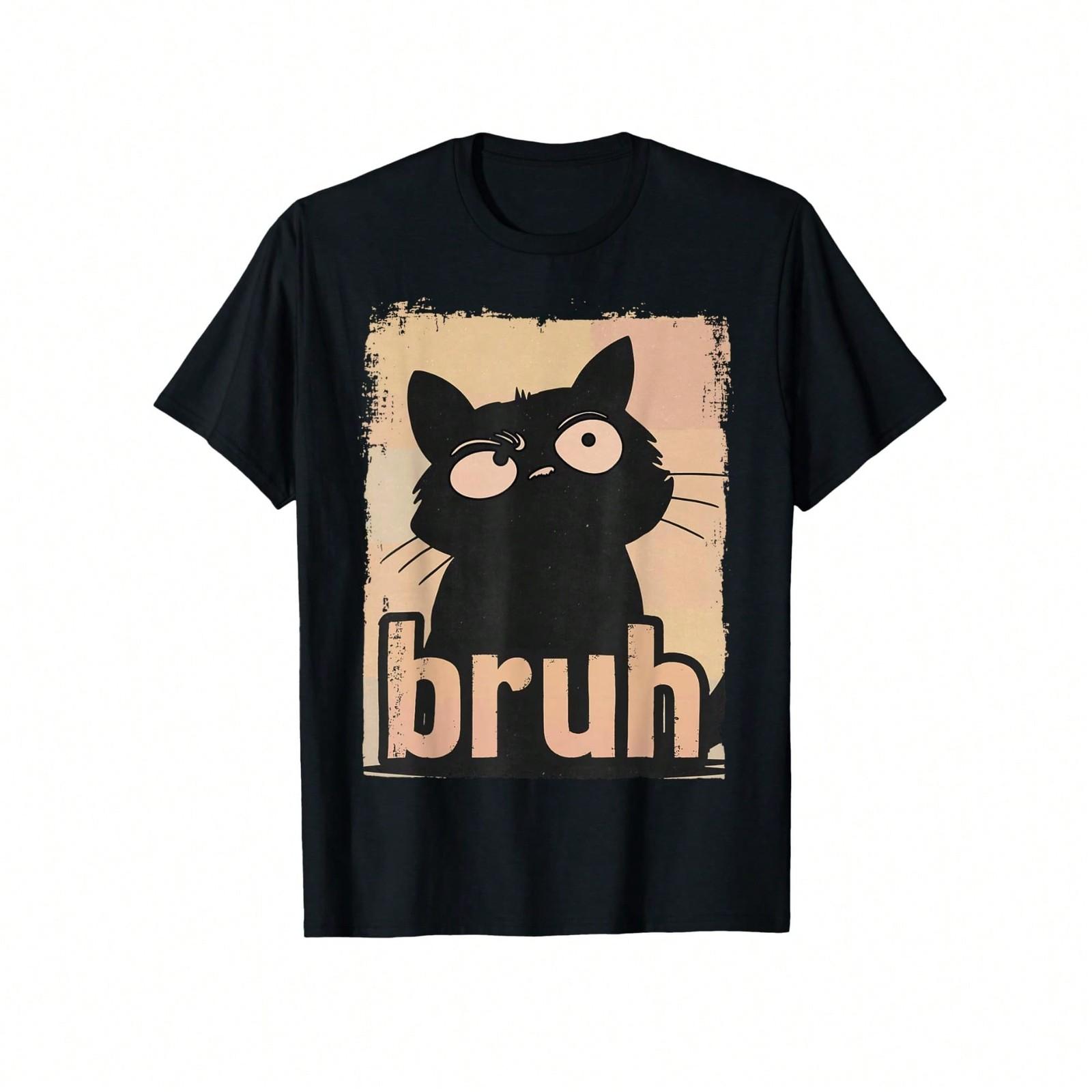 Meme Cat Funny Cat Bruh Teens Boys Girls Meme Graphic T-Shirt S