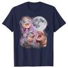 Funny Moo Deng With The Moon Graphic Tshirts Men Womens Fashion Casual Tshirt 100 Cotton Loose Oversized T Shirt