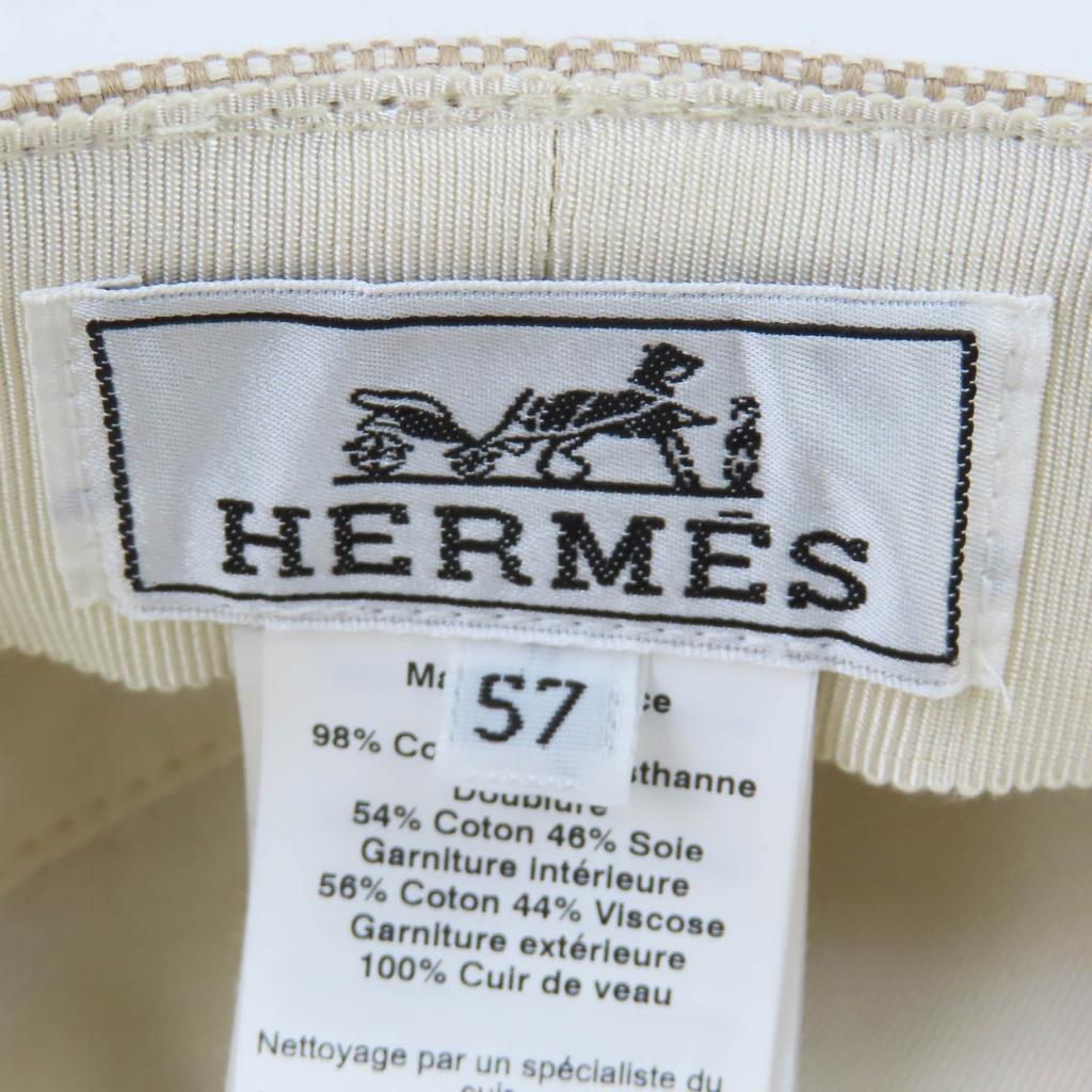 Pristine HERMES Casquette Beige Cotton Women 57 Used