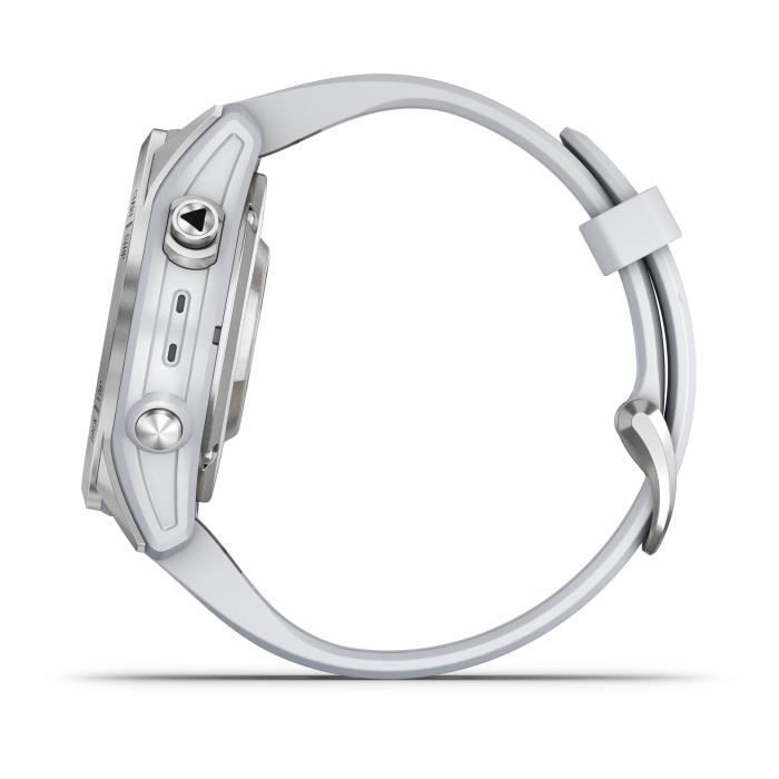 GARMIN - Epix Pro (Gen2) - Montre connectée à haute performance - 42 mm - Acier, Silver avec bracelet blanc