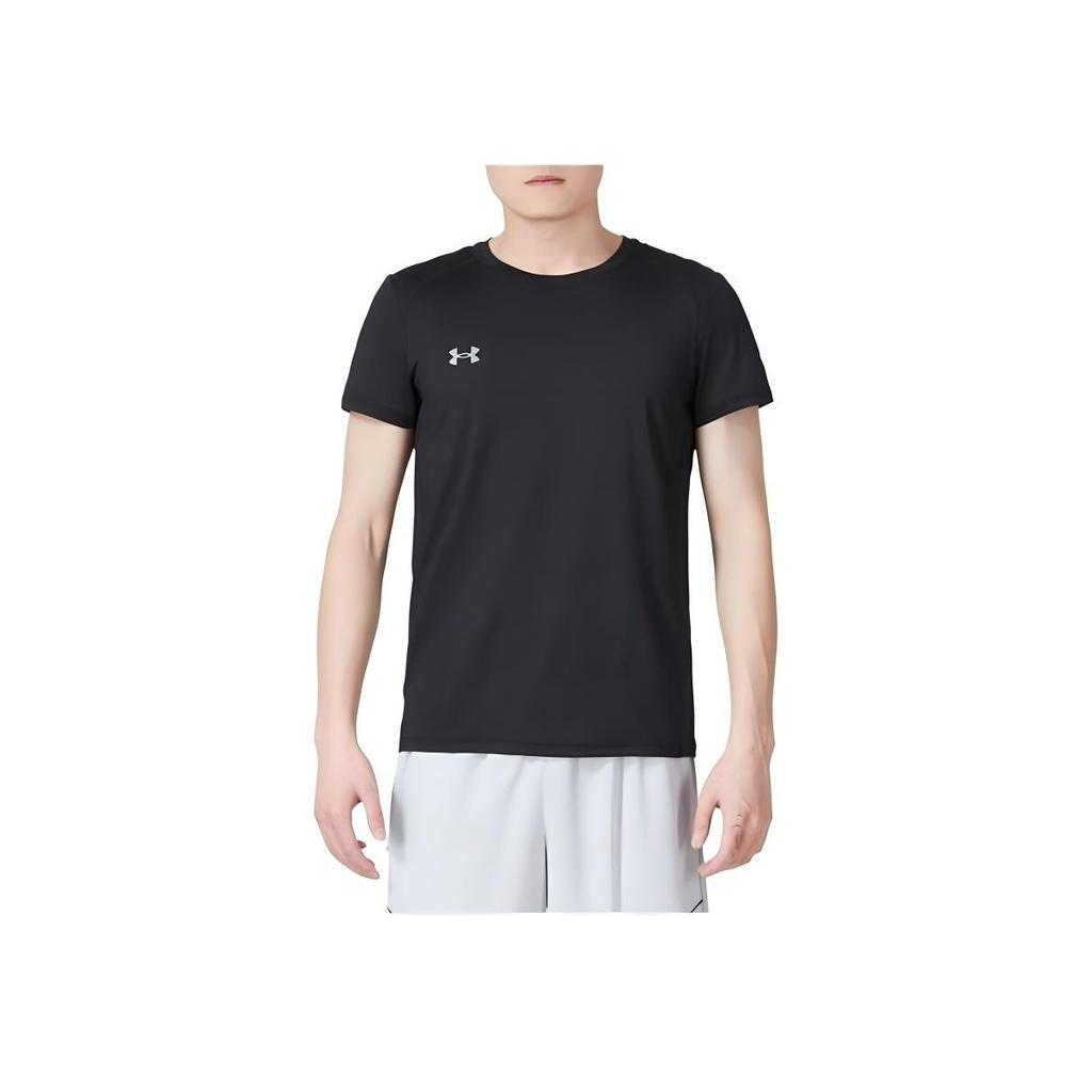 Under Armour Solid Color Running Casual Round Neck Breathable Short Sleeve T-Shirt Men Tops Black 23500506-001
