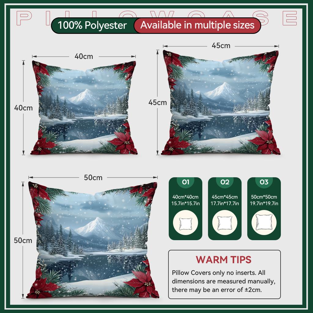 Winter Snow Scenery Pillowcase Printed Polyester 40/45/50Cm Throw Pillowcover Decorative Sofa Cushion Pillowslip Home Decor
