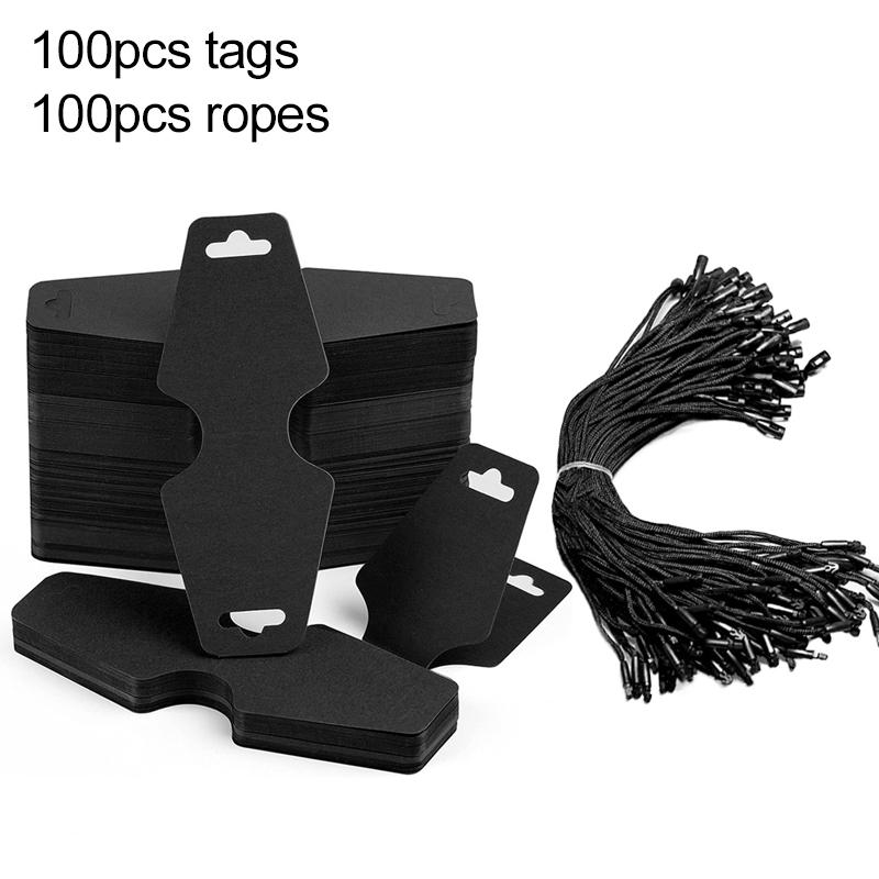 100pcs/lot Foldable Display Cards with Rope Kraft Paper Bracelet Necklace Retail Cardboard Packaging Tags for DIY Jewelry TMZ
