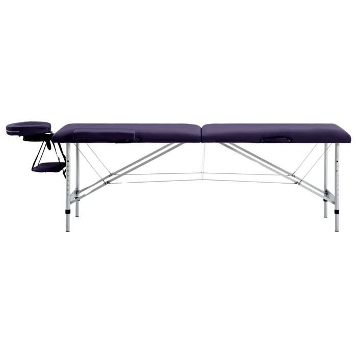 VidaXL 2-Zone Foldable Massage Table Aluminium Purple 110195