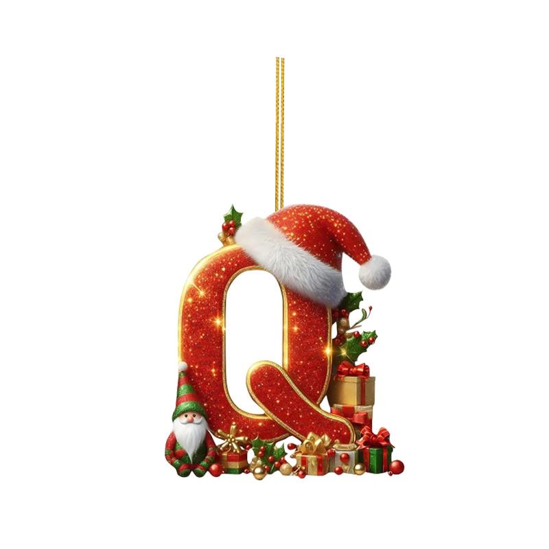Christmas 26 Letters Ornament Flat Hanging Pendant Personalized Holiday Festive Tree Decor Gift For Christmas Party Ornament
