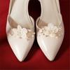 2PCS Bride Wedding Shiny Decorative Clips Silk Flower Rhinestone Shoe Clip Charm Buckle Shoe Decorations