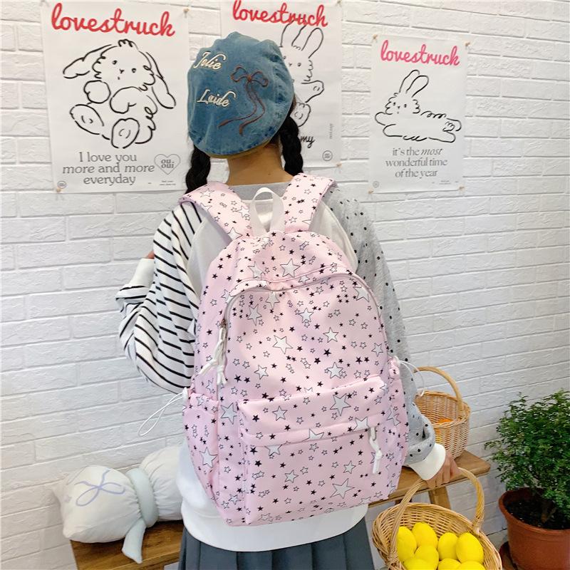 Schoolbag Schoolbag Female Junior High School High School Student Star Printing Korean Version Niche Ins Backpack Mori College Student Computer Bag