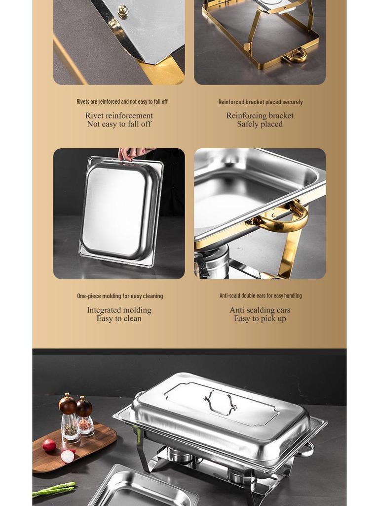 Stainless Steel Folding Buffet Warmer with Insulated Chafing Dish for Hotels and Commercial Use