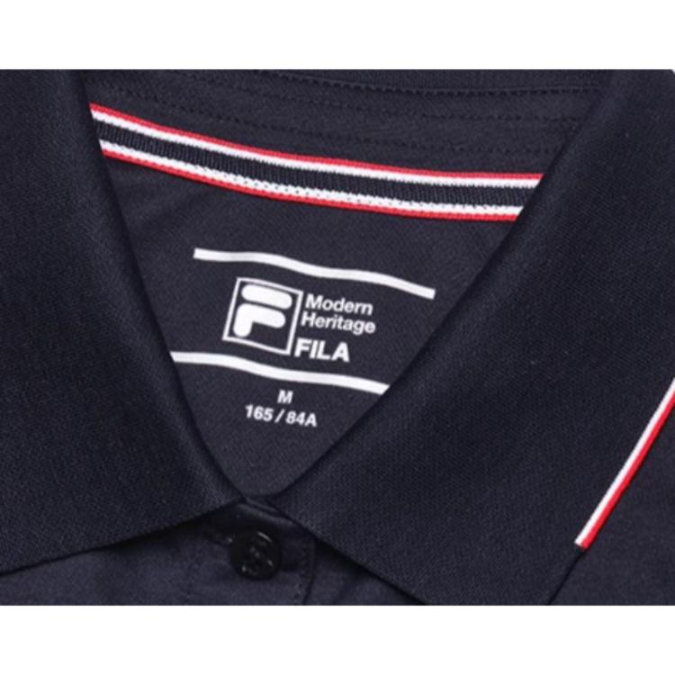 FILA Heritage Series Solid Color Breathable Casual Knit Polo Shirt Women tops Legendary-Blue F11W421106F-NV