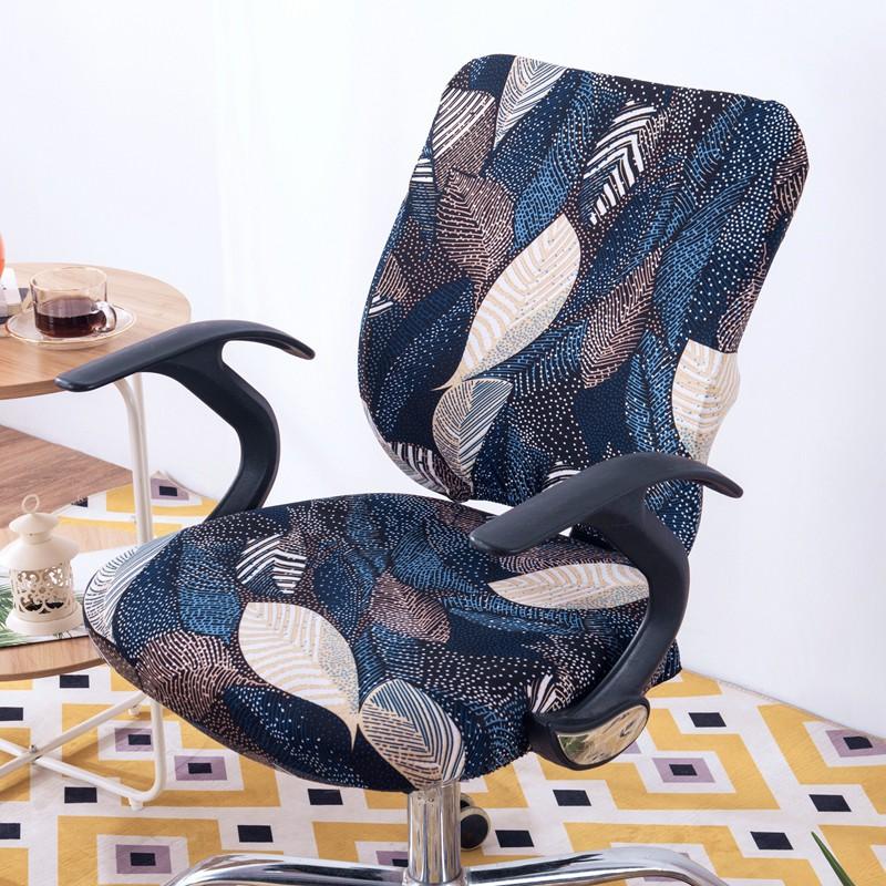 Print Armchair Cover Elastic Spandex Computer Seat Cover Modern Office Rotating Split Chair Cover Washable 2Pcs/Set