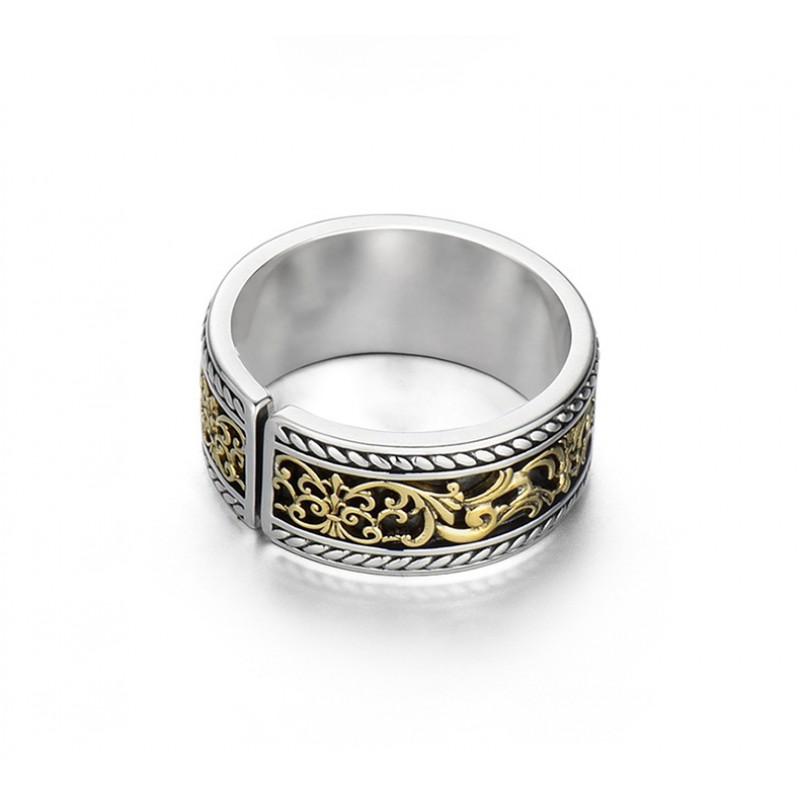 Adjustable Open Ring Men Women Vintage Motif Geometric Band Minimalist Statement Finger