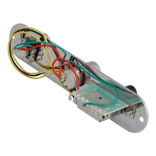 Yibuy Chrome Tele Pre-Wired Control Plate with 3-Way Switch for Guitar