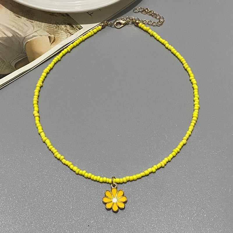 New Fashion Flower Choker Seed Beads Necklace for Girl Women Pendant Collar Jewelry Gift for Friend Necklace