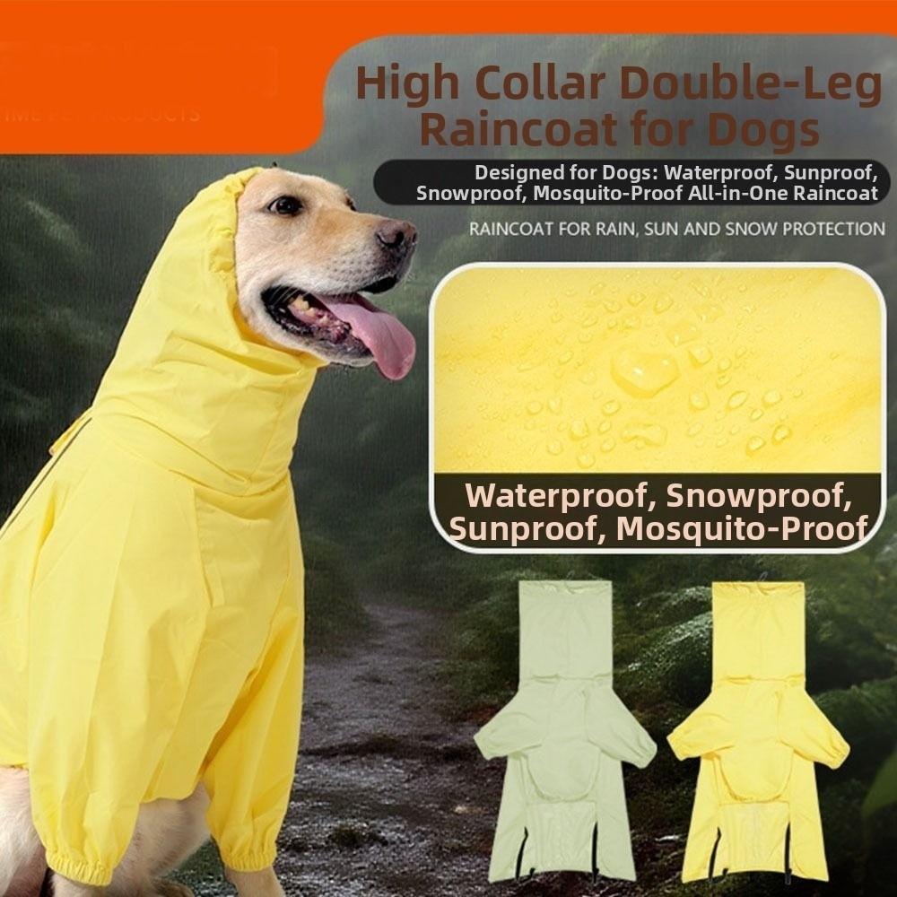 Reflective Dog Raincoat Reflective Stripe Adjustable Design Dog Rain Jacket High Collar with Leash Hole Dog Hooded Raincoat