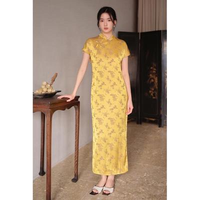 JK&JS Jacquard Cheongsam Maxi Dress