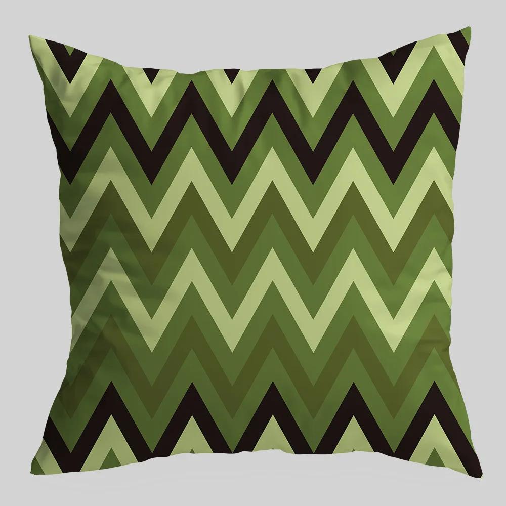 45x45cm Green Fresh Geometric Printed Pattern Pillowcase for Home Living Room Sofa Car Decoration Cushion