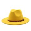British jazz top hat autumn and winter new woolen hat for men and women simple felt big eaves hat trendy flat edge hat