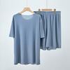 Women's Ice Silk Pajama Set Pullover Short Sleeve T-shirt And Pants Casual PJs Set Summer 2 Piece Loungewear