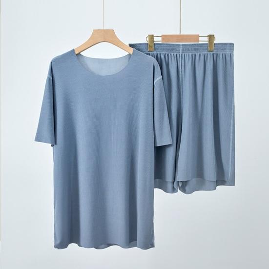 Women's Ice Silk Pajama Set Pullover Short Sleeve T-shirt And Pants Casual PJs Set Summer 2 Piece Loungewear
