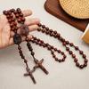 with Storage Bag Handmade Rosary Necklace Dalbergia Microphylla Crucifix Pendant Chain  Christian