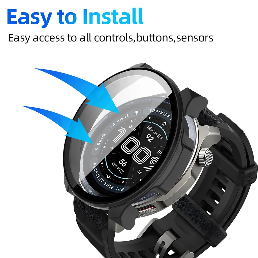 Vidrio+Funda para Amazfit Balance 2 Protector de Pantalla de Vidrio Templado y Parachoques Protector de PC Duro para Accesorios de Amazfit Balance2