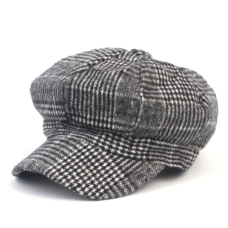 Universal Chemistry Wool Glencheck Black Newsboy Cap