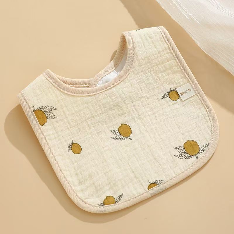 Soft Cotton Gauze Bibs for Infants, U-Shaped Drool Bibs for Newborn Boys and Girls, Adjustable Snap Closure, Waterproof, U-Shaped Design, Cute Print