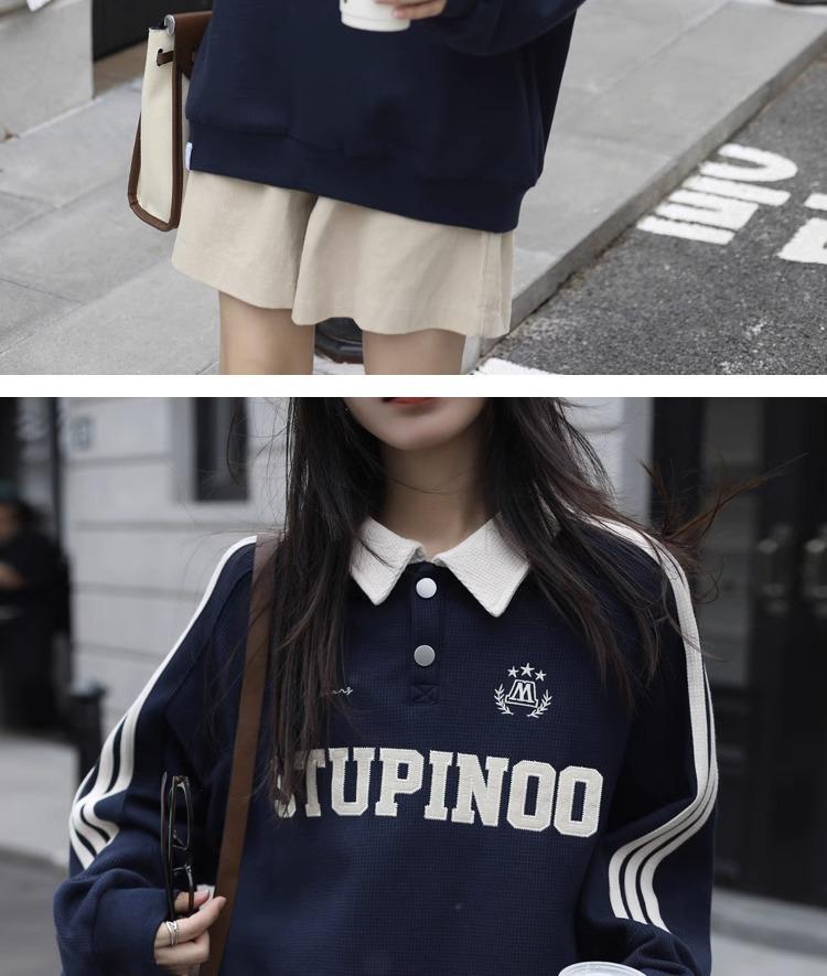 Women's Oversized American Retro Pullover - Trendy Heavyweight Sweatshirt for Spring & Autumn