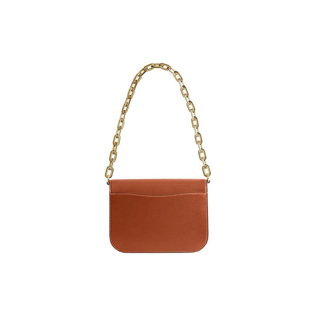 Coach Idol 21 Gold Logo Chain Magnetic Buckle Flap Leather Messenger Bag Women Bags Brown CM557-B4BAR