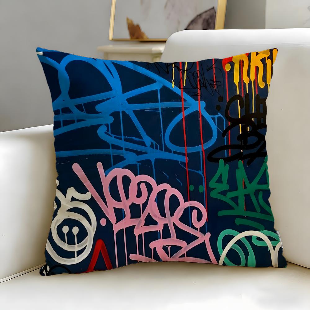 Federa Cuscino con Texture Graffiti da Strada Morbida e Facile da Lavare – Versatile Per Divano, Letto, Viaggio E Ufficio
