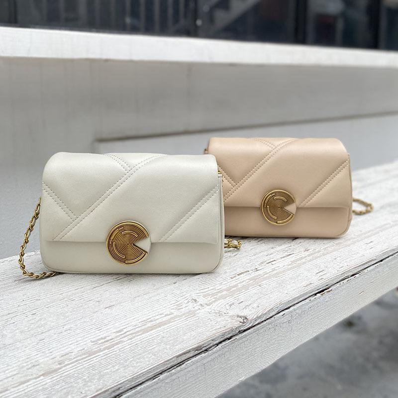 New Cowhide Women's Bag Rhombus Chain Bag Women's High-end Sense Niche Single Shoulder Leather Messenger Bag