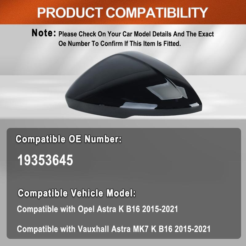 Glossy Black Side Rearview Mirror Cover Caps Shell for Opel Astra Vauxhall Astra MK7 K B16 2015 2016 2017 2018