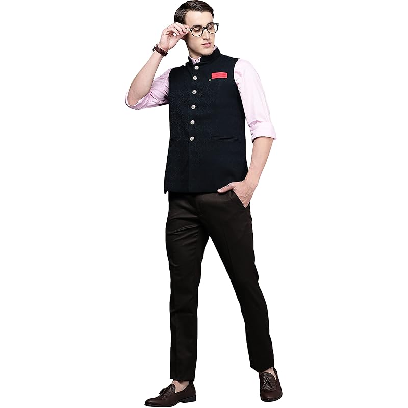 Manyavar Nehru Jacket for Men, Ethnic Jacket for Festival, Wedding, Party, Sleevless Jacket, Solid XL синий