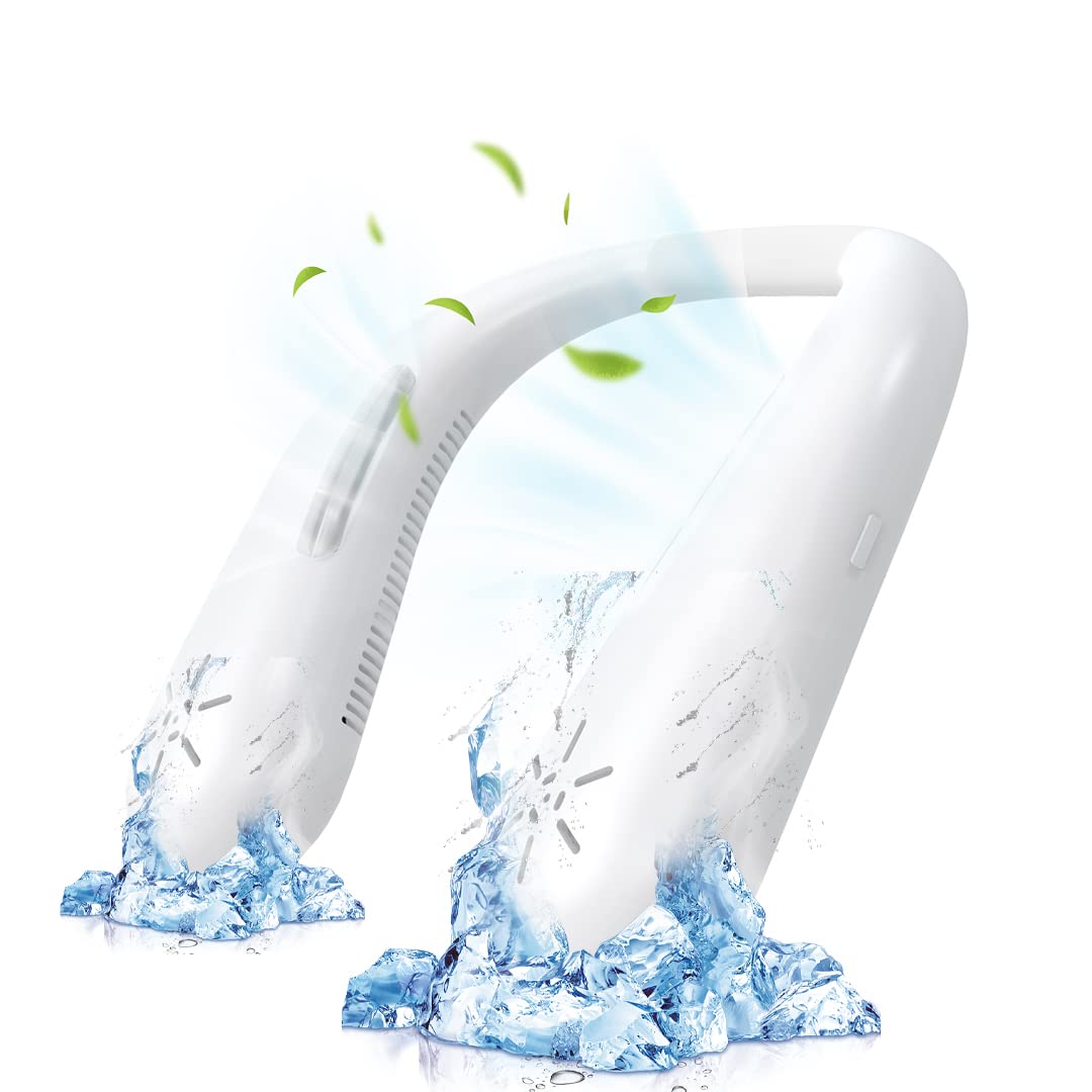 

Bladeless Neck DC Perfect for Game and Perfect for Heatstroke and as a Portable, Fan, Motor, Wireless, Quiet, Hands-Free, 3000mAh, High-Capacity, білий